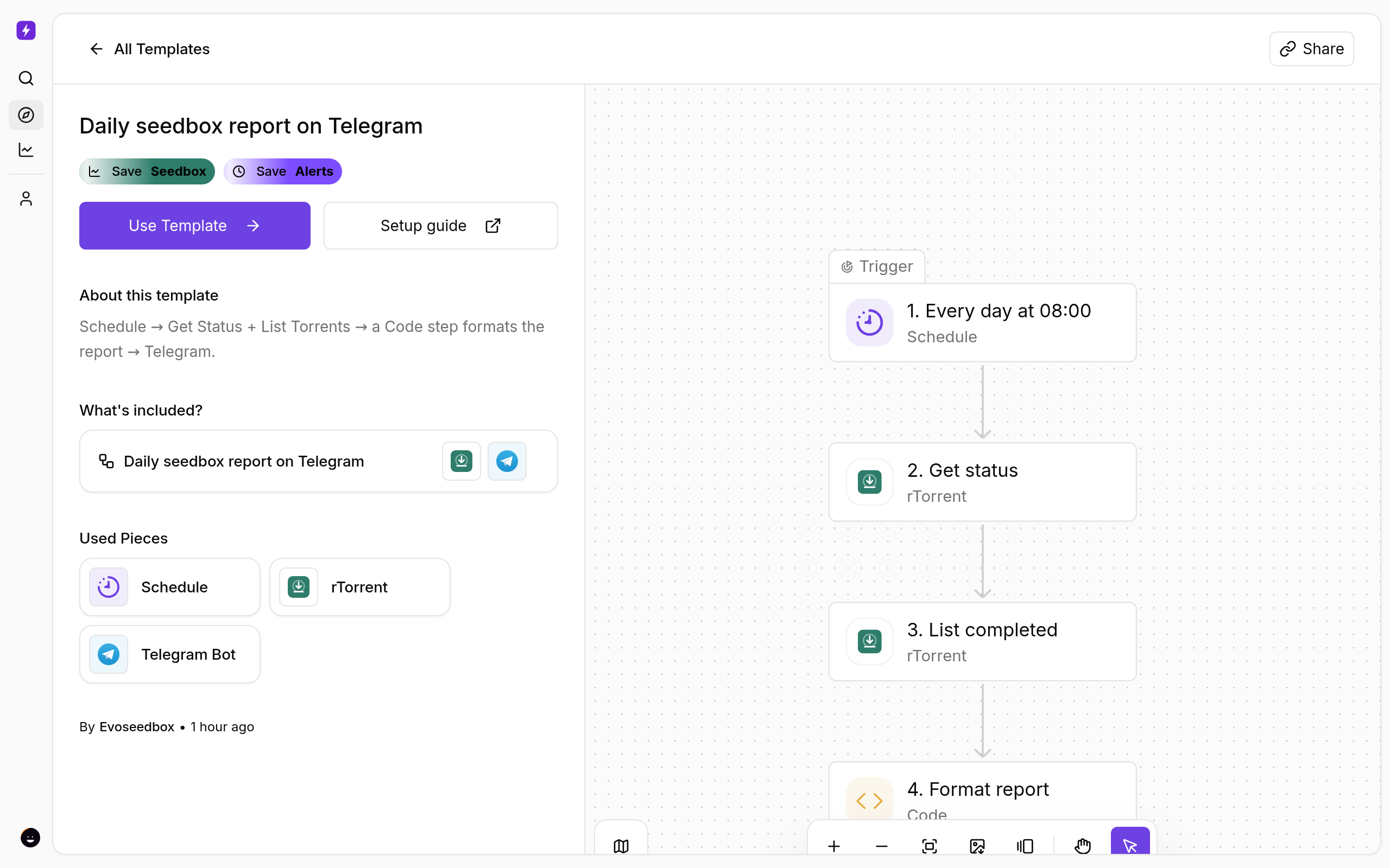 A Daily Seedbox Report on Telegram 1 Daily seedbox report on Telegram — template page in Liteflow