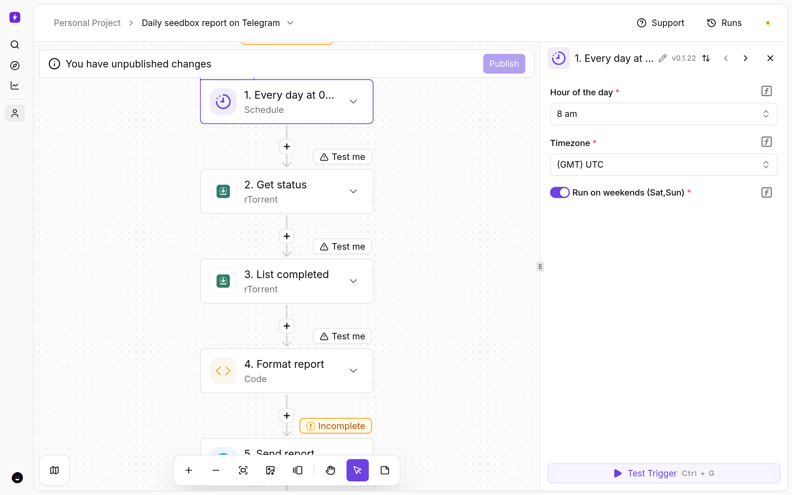 A Daily Seedbox Report on Telegram 4 Daily seedbox report on Telegram — trigger settings