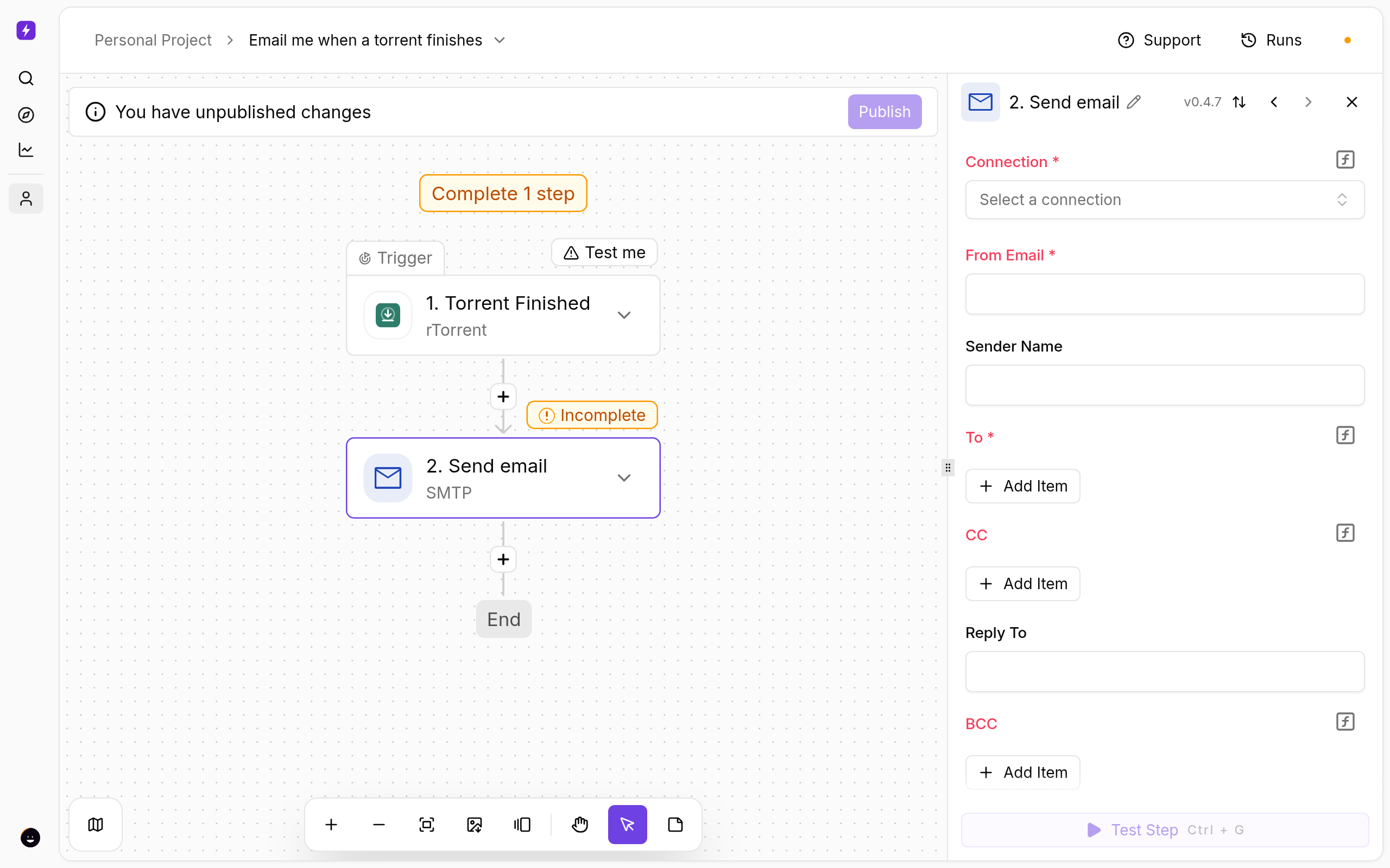 Email Yourself When a Torrent Finishes on Your Seedbox 2 Email me when a torrent finishes — the imported flow in the Liteflow builder