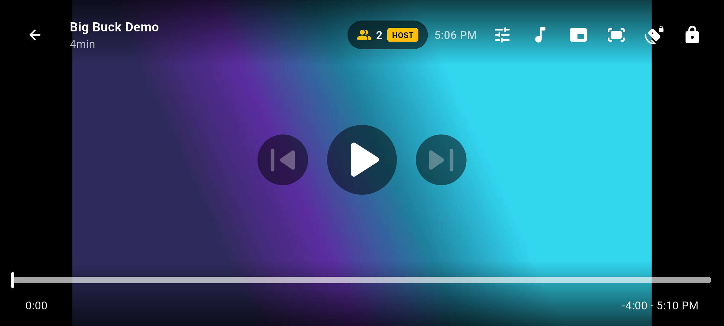 Watch Together in EvoPlex: how the relay works 6 EvoPlex player on the host's phone with a badge reading 2 HOST
