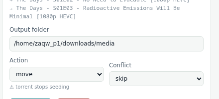 EvoSeedboxBot — rename and organise your media (complete guide) 5 Each action shows a one-line hint; choosing move adds a warning before you confirm.