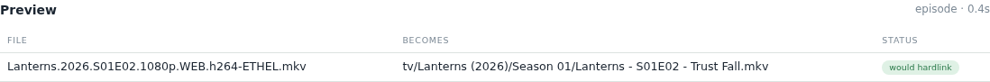 EvoSeedboxBot — rename and organise your media (complete guide) 7 Previewing one torrent: the file, where it would go, and what would happen.