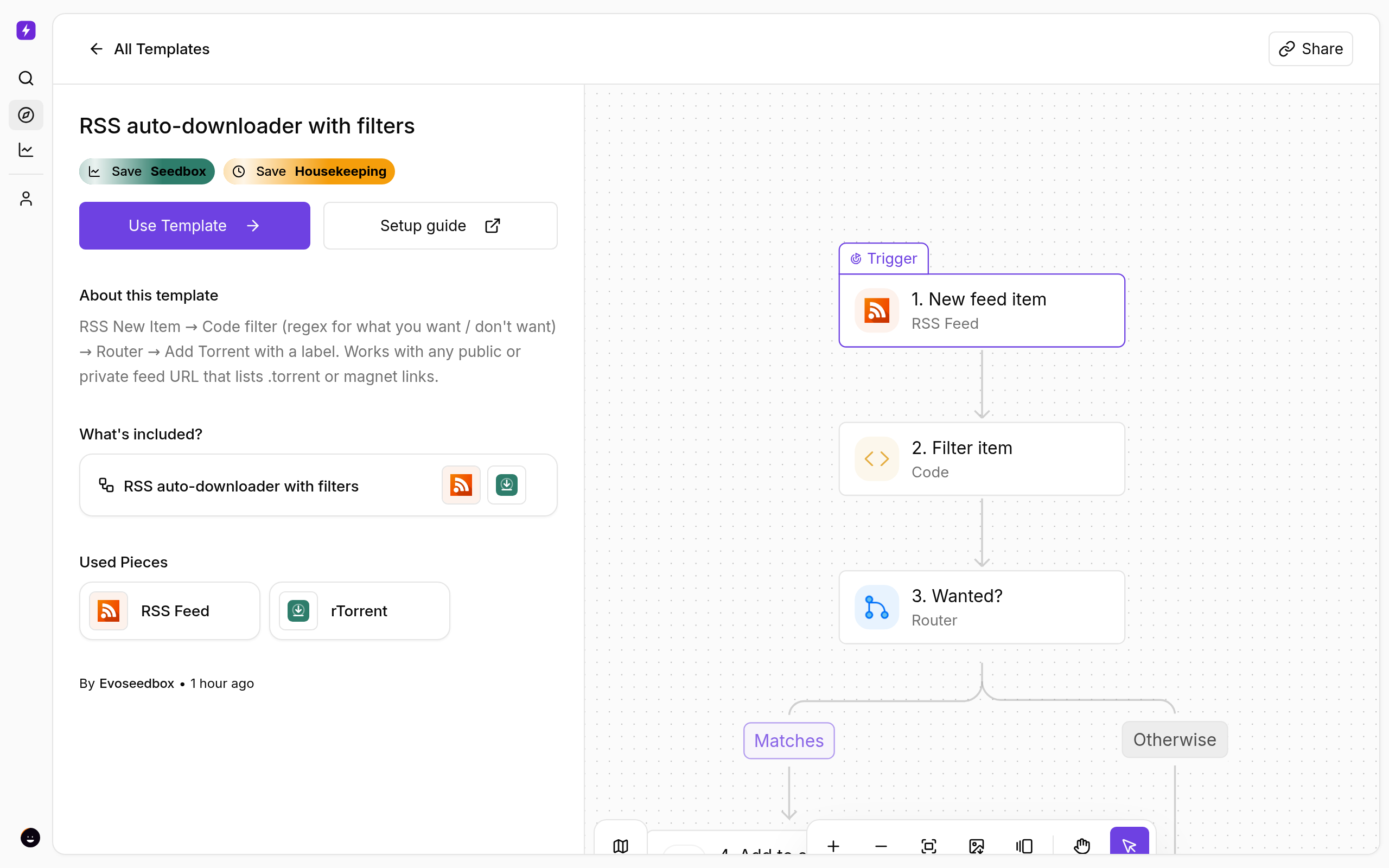 Auto-Download From an RSS Feed With Filters 1 RSS auto-downloader with filters — template page in Liteflow