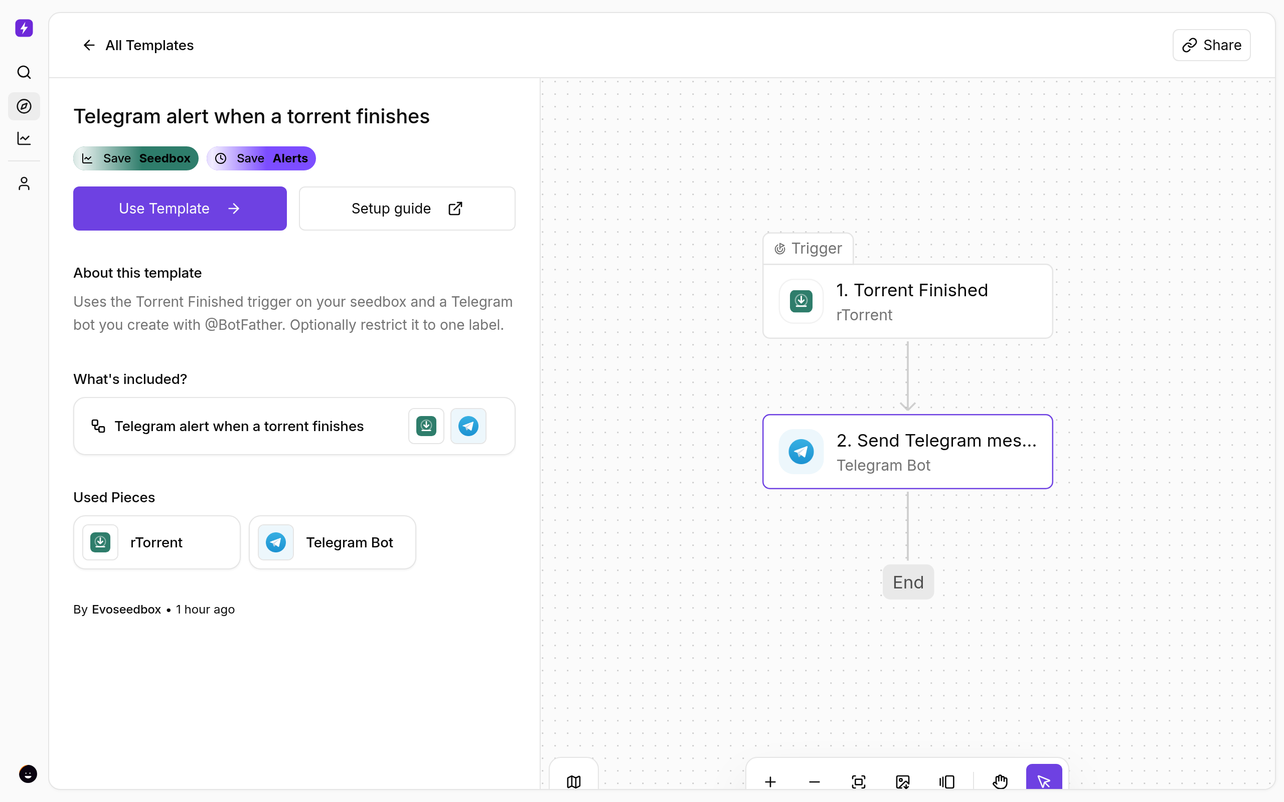 Get a Telegram Message When a Torrent Finishes on Your Seedbox 1 Telegram alert when a torrent finishes — template page in Liteflow