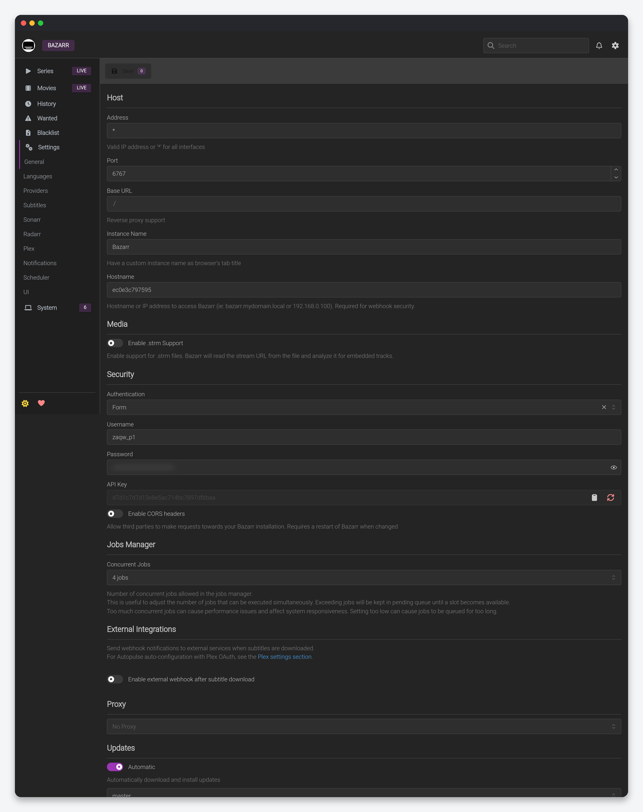 Bazarr Settings Explained: Scoring, Languages, Providers and Sync 1 Bazarr General settings page