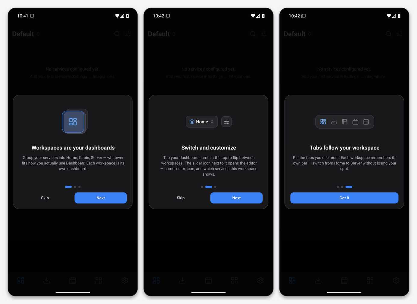 Dashboarr on a seedbox: the complete setup guide (Android & iOS) 1 Dashboarr first launch: notification prompt and the three-slide workspace tour