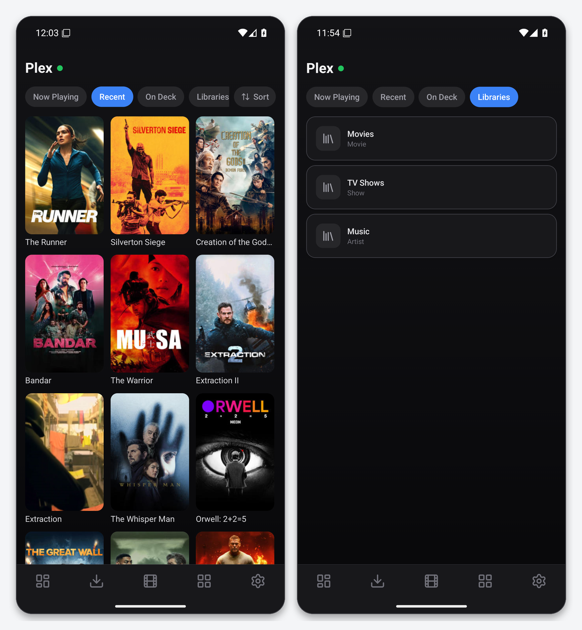 Connect Plex to Dashboarr 2 Dashboarr Plex Recently Added poster grid and the Libraries list with Movies, TV Shows and Music