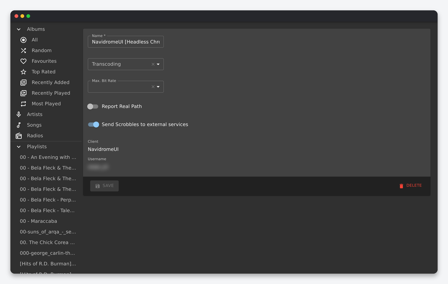 Navidrome Settings Explained: Personal, Users, Players and Transcoding 5 Navidrome player edit form: name, transcoding, max bit rate, report real path, send scrobbles