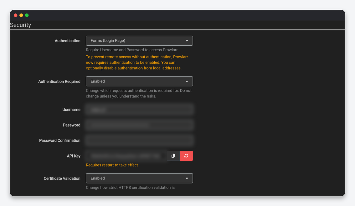 Prowlarr Settings Explained: Indexers, Apps, Sync Profiles and Limits 7 Prowlarr General Security settings