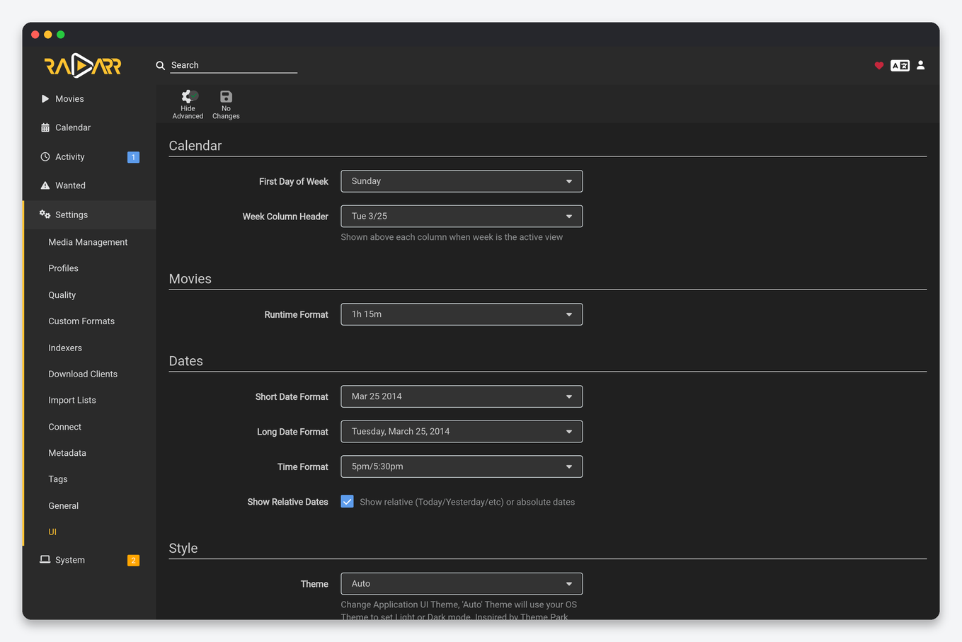 Radarr Settings Explained: Every Option, Tuned for a Seedbox 19 Radarr UI settings
