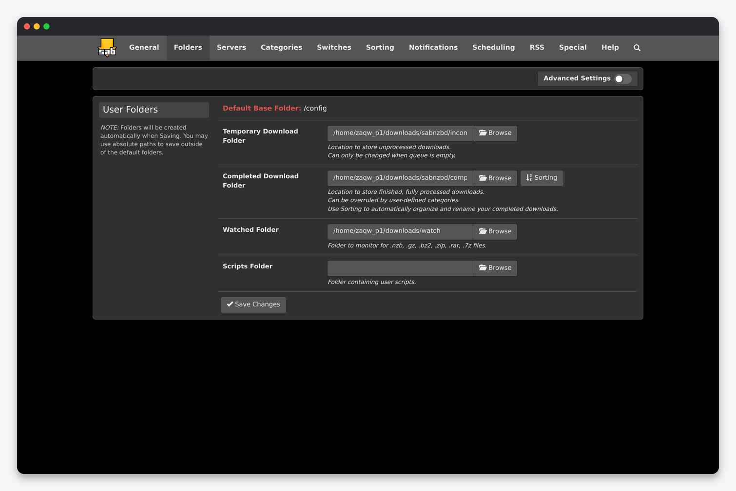 SABnzbd Settings Explained: Every Config Page for a Seedbox 2 SABnzbd Folders config page
