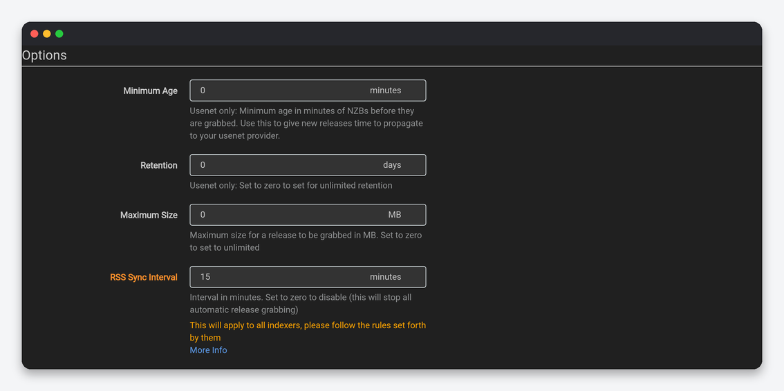 Sonarr Settings Explained: Every Option, Tuned for a Seedbox 9 Sonarr indexer options: minimum age, retention, maximum size, RSS sync interval