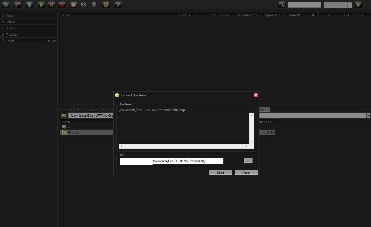 Extracting An Archive With Rutorrent