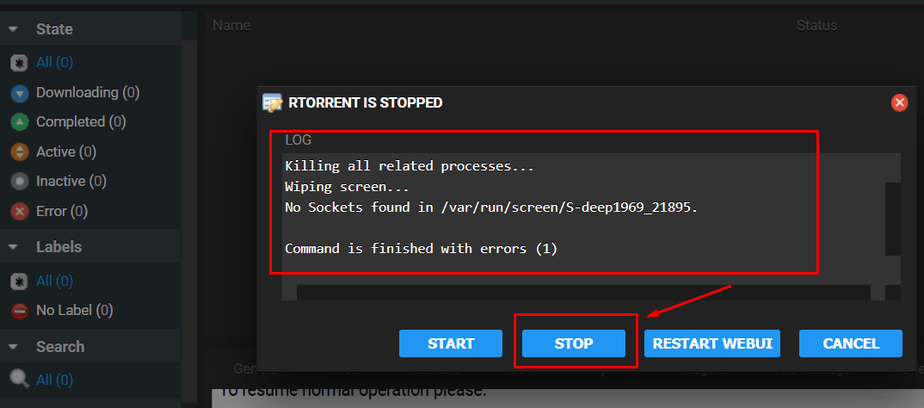Restarting Rutorrent On Seedbox