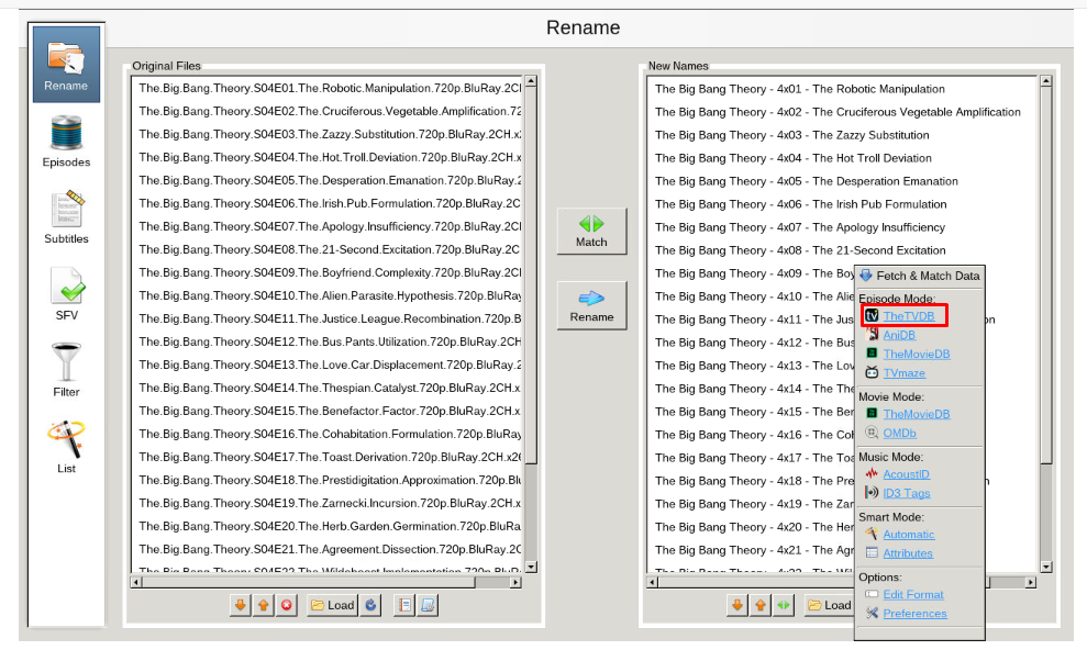 Filebot Renaming Files